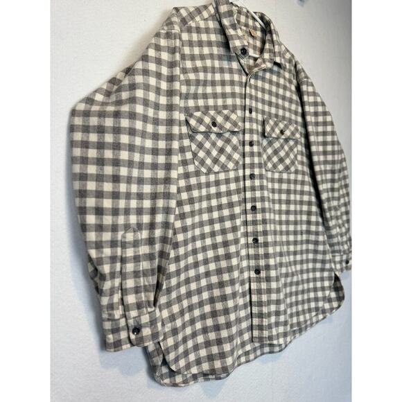 Vtg L.L. Bean Men's Chamois Plaid Flannel Hunting Shirt Sz Tall 18 Made USA FLAW - Picture 2 of 10